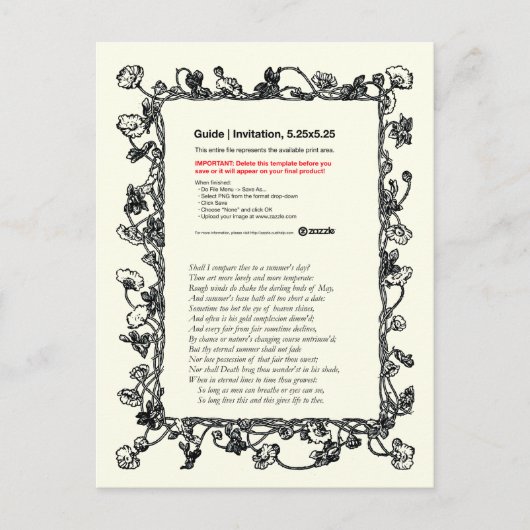 Carte Postale Shakespeare Sonnet # 18 (Devant)