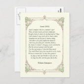 Carte Postale Shakespeare Sonnet # 18 (Devant / Derrière)