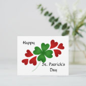 Carte Postale Shamrock avec des coeurs (Debout devant)