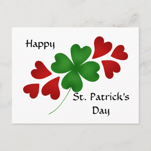 Carte Postale Shamrock avec des coeurs (Devant)