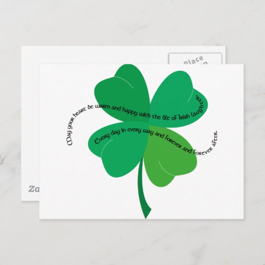 Carte Postale Shamrock avec toast irlandais (Devant / Derrière)