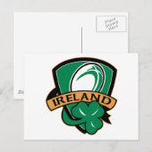 Carte Postale shamrock de boule de rugby (Devant / Derrière)