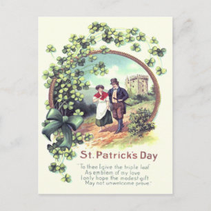 Carte Postale Shamrock de château Couple d'Irlande