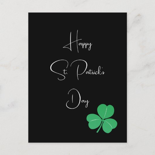 Carte Postale Shamrock de la journée Saint-Patricks simple et él (Devant)