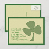 Carte postale Shamrock de la Saint-Patrick (Devant / Derrière)