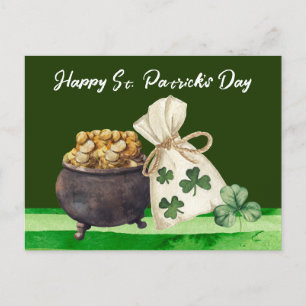 Carte Postale Shamrock de la Saint-Patrick Clover and Pot