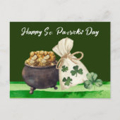 Carte Postale Shamrock de la Saint-Patrick Clover and Pot (Devant)