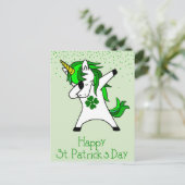 Carte Postale Shamrock de la Saint Patrick Dabbing Unicorn Green (Debout devant)