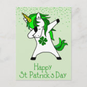 Carte Postale Shamrock de la Saint Patrick Dabbing Unicorn Green (Devant)