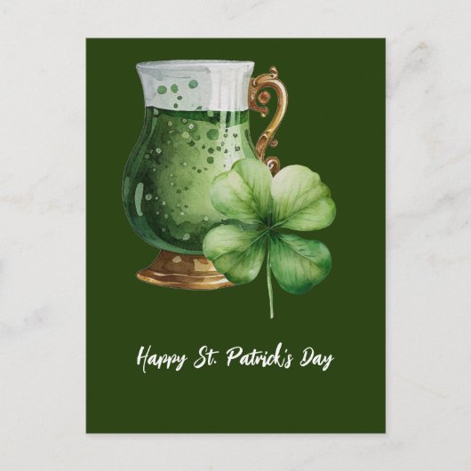 Carte Postale Shamrock de la Saint-Patrick Vestiges et bière Voi (Devant)