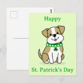 Carte Postale Shamrock de trèfle vert de chien mignon Jour de la (Devant / Derrière)