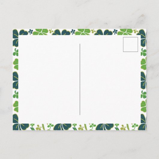 Carte Postale Shamrock de trèfle vert Motif Saint Patrick`s Day (Dos)