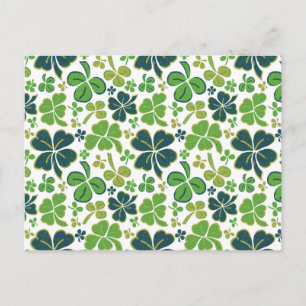 Carte Postale Shamrock de trèfle vert Motif St Patrick`s Day Po
