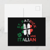 Carte Postale Shamrock du drapeau italien St. Patrick War (Devant / Derrière)