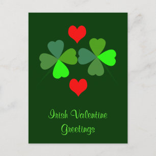 Carte postale shamrock et Coeurs