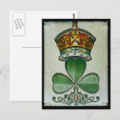 Carte postale Shamrock et couronne. (Devant / Derrière)