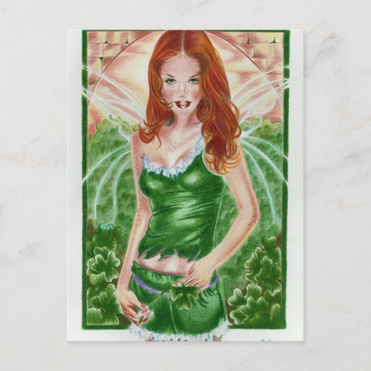 Carte postale Shamrock fée irlandaise (Devant)