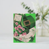 Carte Postale Shamrock Fleur Leprechaun Casquette Partition Musi (Debout devant)