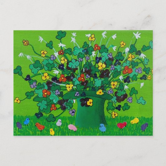 Carte Postale Shamrock, Fleurs et Bébés (Devant)