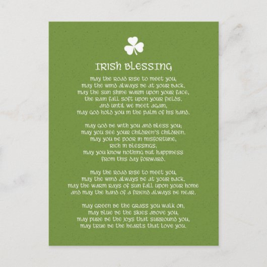 Carte Postale Shamrock Green Irish Blessing (Devant)