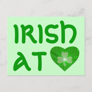 Carte postale shamrock Heart 'Irish at Heart' vert