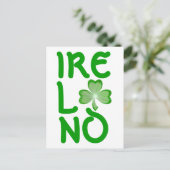Carte postale shamrock "Irlande" verticale blanche (Debout devant)