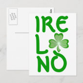 Carte postale shamrock "Irlande" verticale blanche (Devant / Derrière)