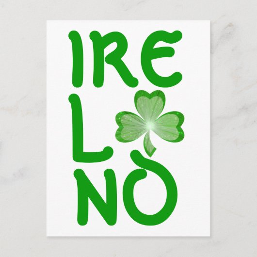 Carte postale shamrock "Irlande" verticale blanche (Devant)