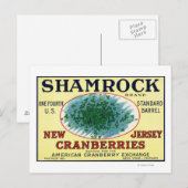 Carte Postale Shamrock Marque Cranberry Étiquette (Devant / Derrière)