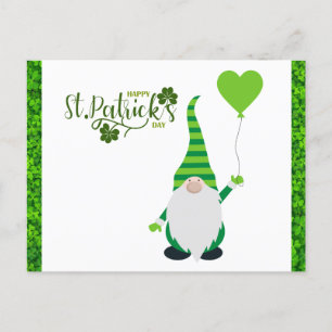 Carte Postale Shamrock mignon Jour de la Saint Patrick Gnome