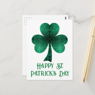 Carte Postale Shamrock parkly St. Patrick's Day blanc
