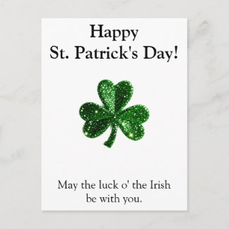 Carte Postale Shamrock vert brillant : Saint Patrick's Day