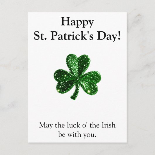 Carte Postale Shamrock vert brillant : Saint Patrick's Day (Devant)
