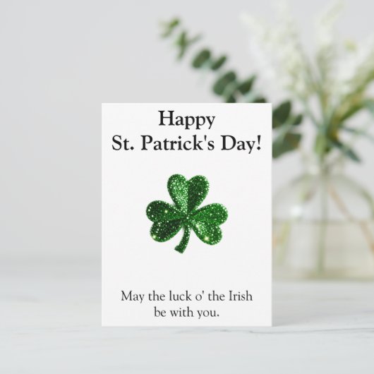 Carte Postale Shamrock vert brillant : Saint Patrick's Day (Debout devant)