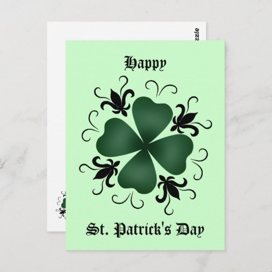 Carte Postale Shamrock victorien élégant (Devant / Derrière)