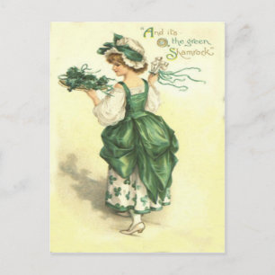 Carte Postale Shamrock vintage Maiden St Patrick's Day Card