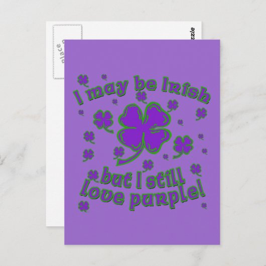 Carte Postale Shamrock violet St. Patrick's Day Design (Devant / Derrière)