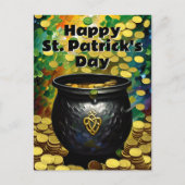Carte Postale Shamrocks de la Saint Patrick et Pot d'or (Devant)