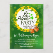 Carte Postale Shamrocks et bière St. Patrick's Day Invitation (Devant)