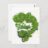 Carte Postale Shamrocks verts | Coeurs étincelants Shainte (Devant / Derrière)