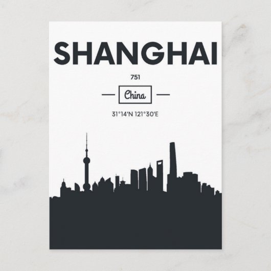 Carte Postale Shanghai, Chine | Coordonnées de la ville (Devant)