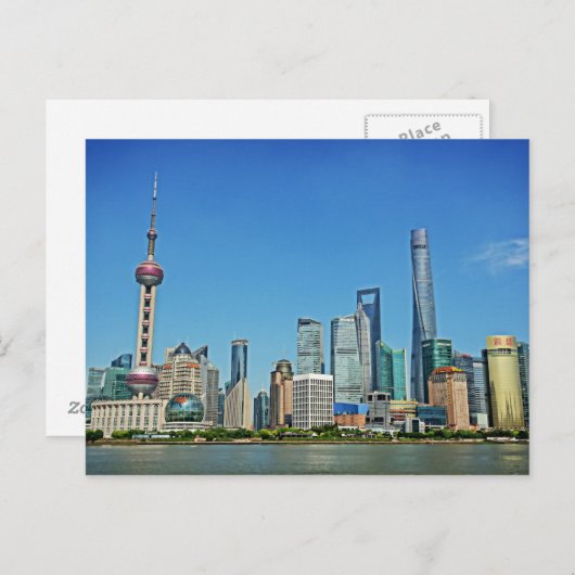 Carte Postale Shanghai, Chine - Vue depuis le Bund (Devant / Derrière)