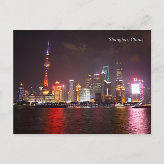 Carte Postale Shanghai par nuit Chine (Devant)