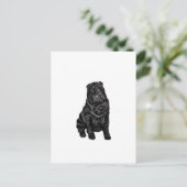 Carte Postale Shar-Pei Chinois - noir (Debout devant)