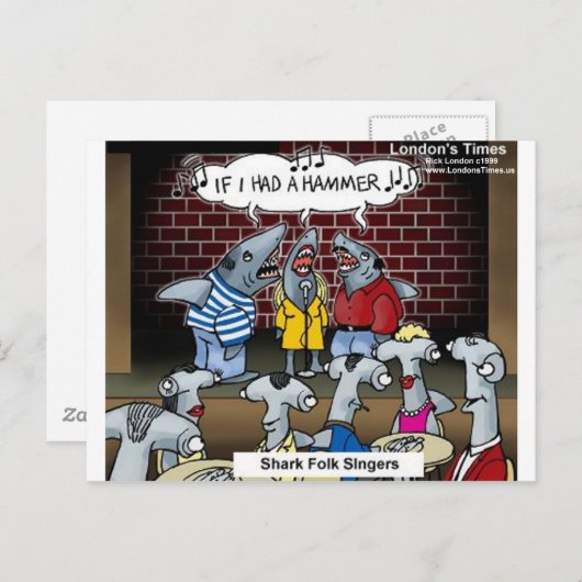 Carte Postale Shark Folk Chanteurs Drôle Cadeaux Tee - shirts et (Devant / Derrière)