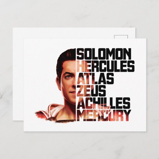 Carte Postale SHAZAM ! | Shazam Closeup Acronyme graphique (Devant / Derrière)