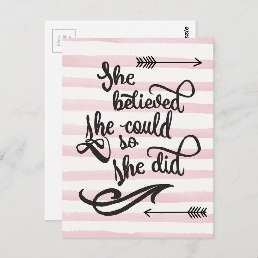 Carte Postale she believed she could so she did (Devant / Derrière)