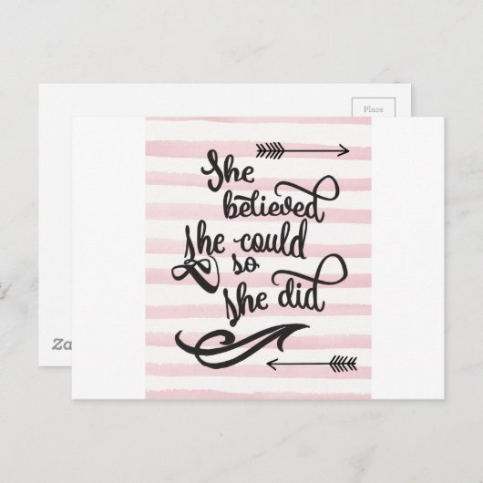 Carte Postale she believed she could so she did (Devant / Derrière)