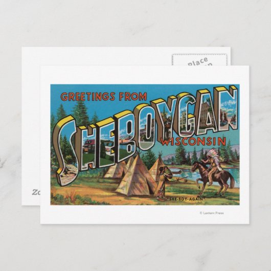 Carte Postale Sheboygan, Wisconsin (Indiens # 2) (Devant / Derrière)