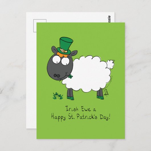 Carte Postale Sheep Irish Funny St. Patrick's Day (Devant / Derrière)